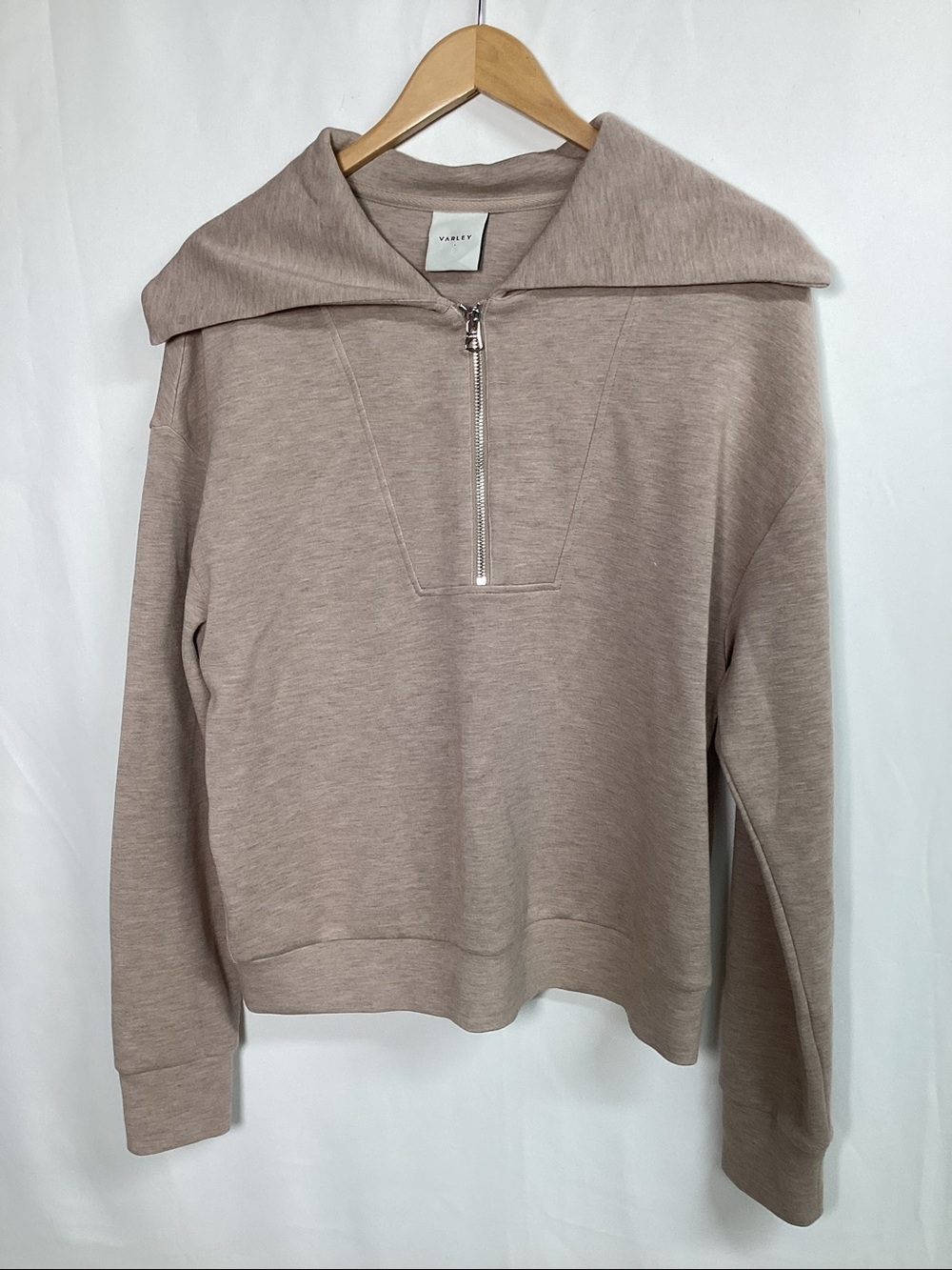 VARLEY Yates Half Zip Sweat Taupe Size Medium - Picture 4 of 12